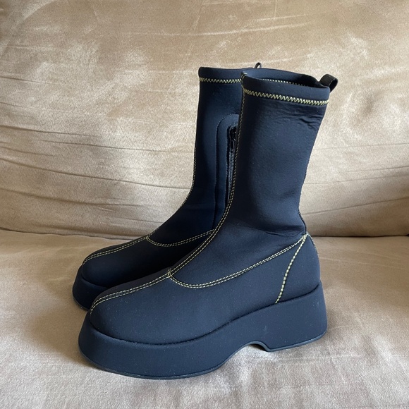 Black Ganni Platform Ankle Boot 7 - Picture 6 of 8